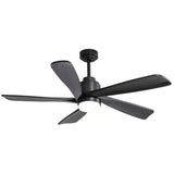 ZUN 52 Inch Ceiling Fan With Dimmable LED Light 5 Solid Wood Blades Smart Remote Control Reversible DC W934P195845