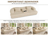 70 inches 2-in-1 Convertible Sleeper Sofa Bed with Cup Holders, Apricot Chenille Loveseat with W5156P546724