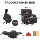 Dual Motor Heat Massage Infinite Position Up to 350 LBS Electric Power Lift Recliners with W3224P288492