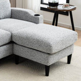 Convertible Combination Sofa Sofa L-Shaped Sofa with Footstools with Storage, WhiteBlack Sofa for W2012P253014