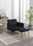 ZUN Velvet Accent Chair with Adjustable Armrests and Backrest, Button Tufted Lounge Chair, Single 25311235