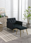 ZUN COOLMORE Velvet Accent Chair with Adjustable Armrests and Backrest, Button Tufted Lounge Chair, W153967801