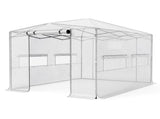 8*12ft Plastic Sprayed Iron Pipe PE Mesh Foldable Greenhouse Shed White 09240301