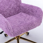 ZUN A&A Furniture Office Chair,Artificial rabbit hair Home Office Chair with Golden Metal W1143P154102