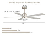 52 Inch Ultra Quiet Reversible Ceiling Fan with Light - Dimmable LED, Memory & Timer for Large Room W934P414051
