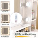 ZUN Makeup Vanity Desk with Mirror and Lights, Vanity Table, 5 Drawers, Side Cabinet, Storage Shelves 93599304