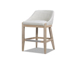 Newport 30.5" Coastal Curved Back Upholstered Barstool, Two-Tone Neutral Gray Polyester Wool Blend B2719P391775