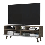 ZUN Hamburg TV Stand For TV´s up 52", Four Legs, Three Open Shelves,Two Upturned Drawers B128P148920