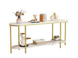 Console Table 2 Tier Narrow Entryway Table with Storage Shelves Faux 82101132