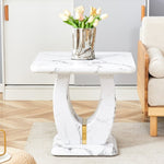 ZUN Modern Minimalist White Marble-Patterned MDF Square Coffee Table. Add a quiet and cozy atmosphere to W1151P211301