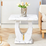 ZUN Modern Minimalist White Marble-Patterned MDF Square Coffee Table. Add a quiet and cozy atmosphere to W1151P211301