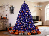 7 FT Black Pre-Lit Christmas Tree with Purple LED Lights, 1096 Branch Tips, Gothic Halloween Holiday 20654509
