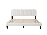 Lambswool Petal Headboard Bed Frame Cream Style Bedroom Soft Bed with Atmosphere Light, Queen N769P272030W