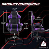 ZUN Video Game Chairs for Adults, PU Leather Gaming Chair with Footrest, 360&deg;Swivel Adjustable Lumbar 34429644