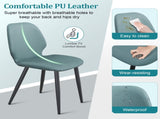 Green Leather Dining Chair with Metal Legs, Shell Shape Upholstered Chair Set of 6 for Kitchen, T3967P409151