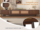Mid Century Modern TV Stand for 80" TVs, Entertainment Center with Sliding Doors and Drawers, TV N710P257617P
