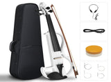 Full Size 4/4 Bunnel Edge Electric Silent Violin with Case Bow Rosin Headphone Connecting Line White 63462985