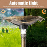 ZUN Outdoor Solar Lighted Pedestal Bird Bath Fountain Decoration with Planter and Feeder, Decorative 79458343