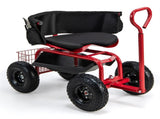 Garden Cart Height Adjustable Scooter with Swivel Seat & Tool Storage Red 21086272