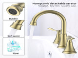 2-Handle 8 inch Widespread Bathroom Sink Faucet Brushed Gold Lavatory Faucet 3 Hole 360&deg Swivel T3177P277517