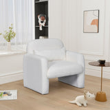 Stylish and Minimalist Teddy Fleece Single Sofa Chair with Arms and Pillow, Armchair, Accent Chair W1716P196469