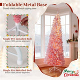 6ft Pink Pencil Christmas Tree, 392 Snow-Flocked Tips, 140 Warm White LEDs w/ 14081971