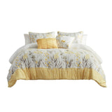 5 Piece Seersucker Comforter Set with Throw Pillows Yellow Full/Queen B035P148356