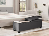 Ottoman with Storage Bench, 43-inch Storage Ottoman, Leather, Gray 09802692