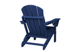 Folding Adirondack Chair with Side Table, 3-Piece Adirondack Chair Set with Wood Texture, Navy W2103P254615