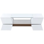 ZUN ON-TREND 6mm Glass-Top Coffee Table with Open Shelves and Cabinets, Geometric Style WF299270AAK