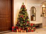 Set of 2 5FT Pre-Lit Potted Artificial Christmas Tree, 100 Warm White LEDs with Pine Cones Red 22570737