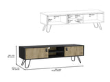Toka Hairpin Legs TV Rack with Media Center and 2-Door, Black/Macadamia B097P167455