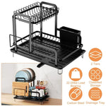 ZUN 2-Tier 16.65x14.57x13.11in Dish Drying Rack for Kitchen Dish Rack with Drainboard Detachable Kitchen 75843692