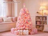 Pink Small Pre Lit 4 Foot Christmas Tree with 50 Warm White LED, Flame Retardant PVC Foliage, 65229596