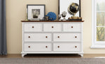 ZUN Wooden Captain Seven-Drawer Dresser for Bedroom, Living Room, Kids' Room, White+Walnut 06995691