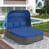 ZUN Outdoor Patio Furniture Set Daybed Sunbed with Retractable Canopy Conversation Set Wicker Furniture 37488265