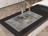 32 "x 19" x 10 "Embedded Double Bowl Kitchen Sink, Equipped with S304 Stainless Steel Satin Handmade T3177P286041