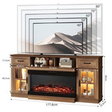 70-inch Deep Walnut Media Console with Lattice Glass - 2 Doors, 2 Drawers & Shelf for 36" 3-Sided 79005957