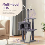 ZUN 49 inch Cat Tree Cat Tower for Indoor Cats, Cat House with Padded Platform Bed, Toy Balls, Large 87087030