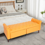 Orange, Multifunctional Storage Sofa Stool with Pu Leather Armrests 38764058