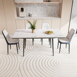 47"-63" expandable dining table set for 2-6 people, equipped with PU fabric thick cushioned dining 60747445