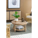 D29.7" x 16.5"Round 2-Tiered Side Tabel, Natural End Tabel for Lving Room Bedroom Entryway, Brown W2078P155914