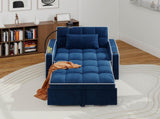Corduroy Pull-Out Sleeper Chair With Pillow, Brushed Stainless Steel Cup Holder, Phone Stand & Usb 76582109