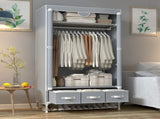 Portable Clothes Closet Rolling Door Wardrobe Hanging Rack Non-Woven Fabric Storage Organizer 89125486