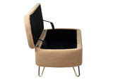 Camel Storage Ottoman Bench for End of Bed Gold Legs, Modern Camel Faux Fur Entryway Bench W117082031
