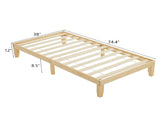 Simple & Sturdy Twin Bed Frame Painted Pine Wood, Natural Finish 23136377