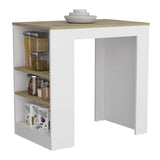 Kitchen Island Doyle, Three Side Shelves, White and Light Oak Finish B092123132