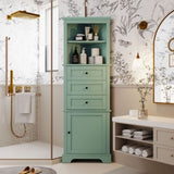 ZUN Green Triangle Tall Cabinet with 3 Drawers and Adjustable Shelves for Bathroom, Kitchen or Living WF306469AAG