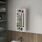 FM FURNITURE Pine Like Medicine Cabinet with Mirrored Door and Open Storage, White B128P301386