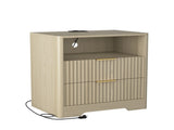 Nightstand with Charging Station, Smart Nightstand with Night Light,Bedside Tables with Storage W1321P399415